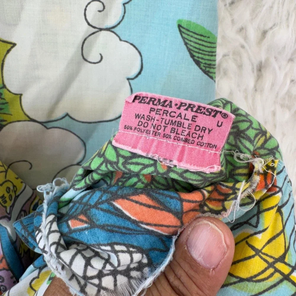 Sears Vintage Noahs‎ Ark Pillowcase Standard Multi Rainbow Psychedelic Retro 70s